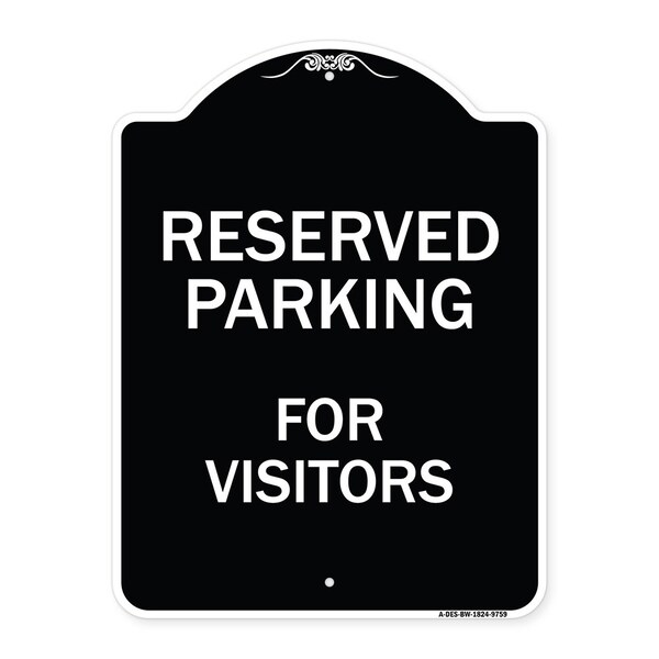 Designer Series-Reserved Parking For Visitors Black & White, 24" x 18", BW-1824-9759